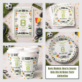 Boys Modern Sports Soccer Kids 8th Birthday Party 招待状