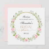 ピンクのバラとベイビーズブレスに感謝 サンキューカード