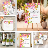 Bridal Shower watercolor flowers yellow  ラウンドシール