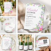 Bridal shower with wildflowers Pink Color ラウンドシール
