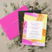 明るい抽象芸術アートピンクの黄色結婚の写真 テーブルナンバー (この独立クリエイターのコレクションをカスタマイズ。テスト)