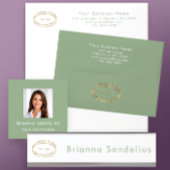 Add Business Logo Modern Sage Green Professional 名札