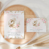 Bunny, Butterfly, Pink Flowers, First Birthday ゲストブック