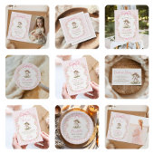 Bunny Pink Bow Gingham Baby Shower スタンダードカクテルナプキン