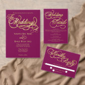 Burgundy & Gold Calligraphy Formal Wedding RSVP (この独立クリエイターのコレクションをカスタマイズ。)