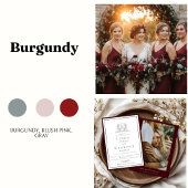 Elegant Burgundy & Ivory Wedding Bar Menu ポスター