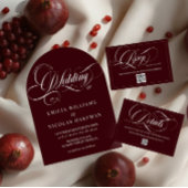 Burgundy Elegant Calligraphy Wedding 出欠カード