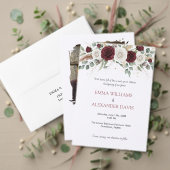 ワインレッドとソフトピンクの花の写真を使った結婚式前のお知らせカード セーブザデート (この独立クリエイターのコレクションをカスタマイズ。テスト)