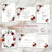 ロマンチックなブルゴーニュ赤面フローラ私たちはまだ行う 招待状