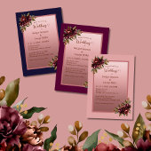 glitter Rose Gold Script - Burgundy floral wedding エンクロージャーカード