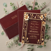 ブルガンディゴールデンフラワーズ座席表 プレイスカード (この独立クリエイターのコレクションをカスタマイズ。テスト)