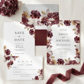Burgundy Hydrangea Fall Wedding Return Address ラベル