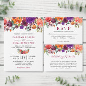 紫オレンジ赤フローラは私の花嫁になる 招待状 (この独立クリエイターのコレクションをカスタマイズ。)
