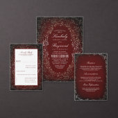 ブルゴーニュ・レッドと金ゴールド・ヴィンテージの結婚式プログラム プログラム (この独立クリエイターのコレクションをカスタマイズ。)