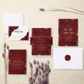 赤いバラと金結婚箔 箔招待状 (この独立クリエイターのコレクションをカスタマイズ。)