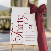 Minimal Burgundy Bow Place Card テーブルナンバー