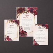 Burgundy Rose Botanical Wedding Guest Book Sign 台座サイン (この独立クリエイターのコレクションをカスタマイズ。)