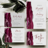 Budget Burgundy Silver Agate Gray Wedding Invite