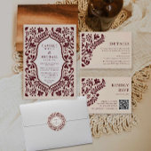 Burgundy Mexican Wedding Return Address Label ラベル