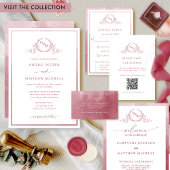 バーグンディエレガントクラウン王室のリースモノグラム アクリル招待状