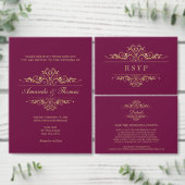 ブルガンディゴールデンフレーム招待状用帯 招待状ベリーバンド (この独立クリエイターのコレクションをカスタマイズ。)