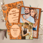 焦げたオレンジ色の野結婚花 招待状