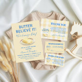 Rustic Theme Butter Yellow Blue Baby Shower  ギフトタグ
