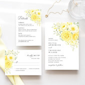 Butter Yellow Ivory Floral Wedding Hotel Details エンクロージャーカード