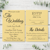 バターイエローシンプルスタイル結婚ズ 箔招待状 (この独立クリエイターのコレクションをカスタマイズ。)