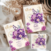 バタフライパープルフローラピンクガールブックスベビー エンクロージャーカード