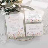 蝶のワイルドフラワーベビーシャワーの好意サイン ポスター