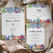 多肉性サボテン婚約パーティ招待 ポストカード