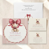 Beary Cute Teddy Bear Bow Baby Shower 招待状