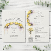 Canary Yellow Romantic Freesia  Floral Wedding 招待状ベリーバンド (この独立クリエイターのコレクションをカスタマイズ。)
