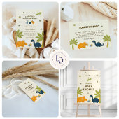 かわいいマンガ恐竜の赤ちゃんシャワー サンキューカード