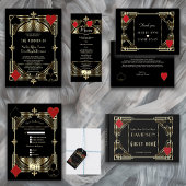 エレガントカジノラスベガス金ゴールド結婚アールデコ 招待状