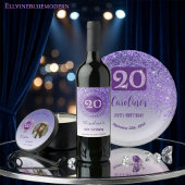 Pretty Falling Purple Glitter 20th Birthday ラージペーパーバッグ