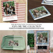 Modern Minimalist Striped 30th Birthday Photo タペストリー
