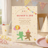 かわいいカエル&クマの誕生日パーティー縦型ギフトタグ ギフトタグ
