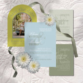 Modern Script Citrus Blue Wedding Photo セーブザデート