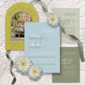 Modern Script Sage Green Wedding Photo セーブザデート