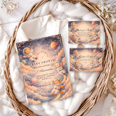 Celestial Astronaut Neutral Space Baby Shower 招待状