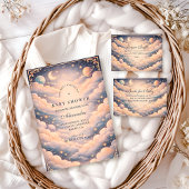 Celestial Clouds Stars Baby Shower Diapper Raffle エンクロージャーカード