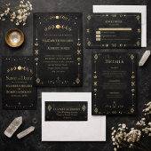 Celestial Gothic Black and Gold Save the Date Card セーブザデート