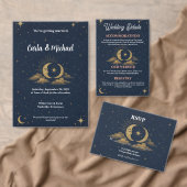 Celestial Starry Night Gold Moon Wedding Menu メニュー (この独立クリエイターのコレクションをカスタマイズ。)