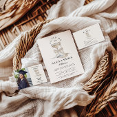 Champagne Pearl Bow Graduation 招待状