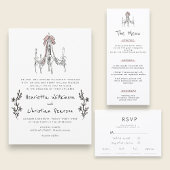 Hand Drawn Floral Blush Wedding Invitation 招待状ベリーバンド