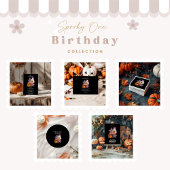 Checkered Ghost Halloween 1st Birthday ペーパープレート