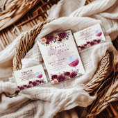 Cheers to Love Burgundy Floral Bridal Shower 招待状