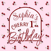 さくらんぼテーマ最初の誕生日招待状 招待状